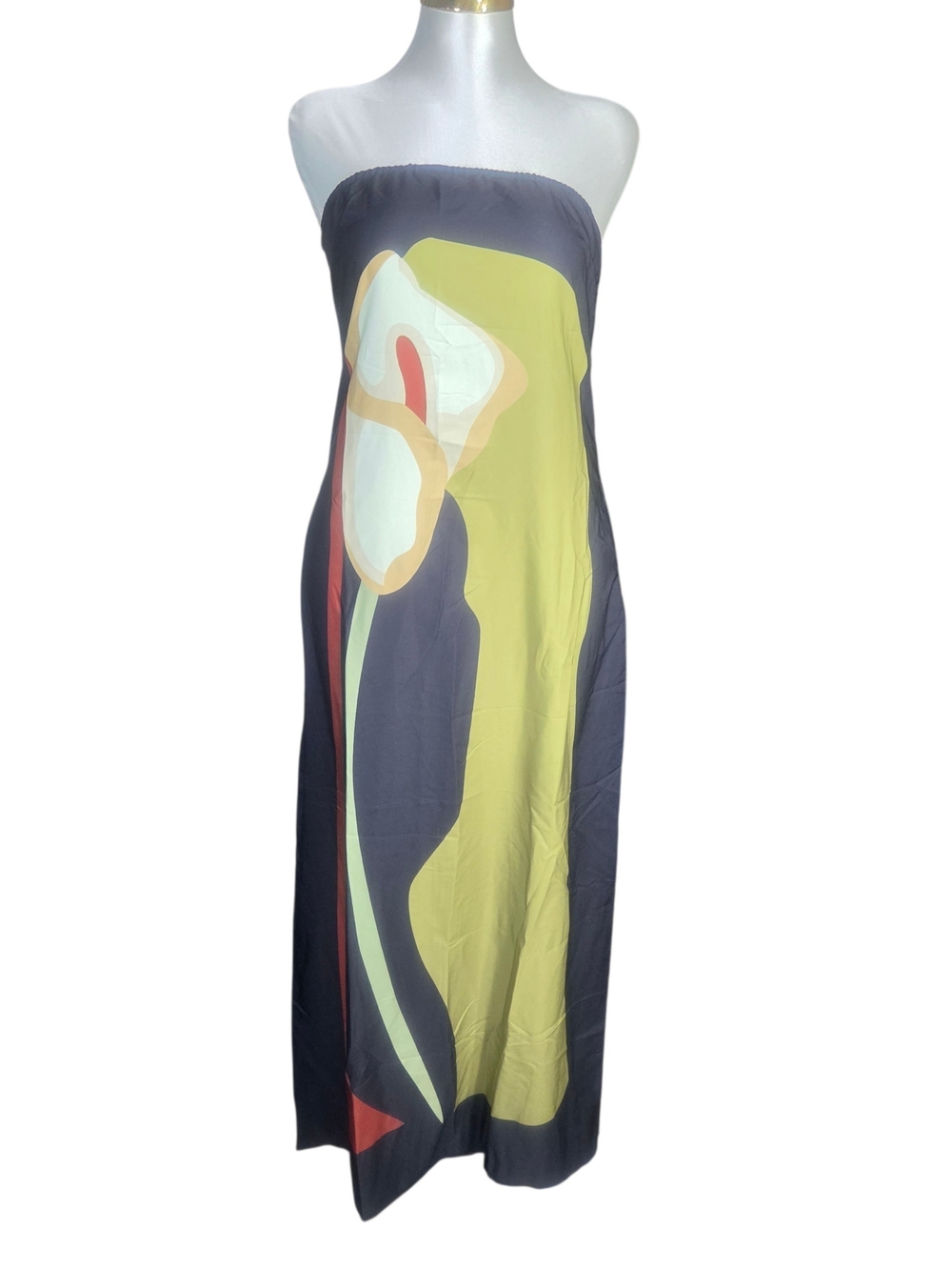 Strapless Floral Print Maxi Dress - Olive & Charcoal